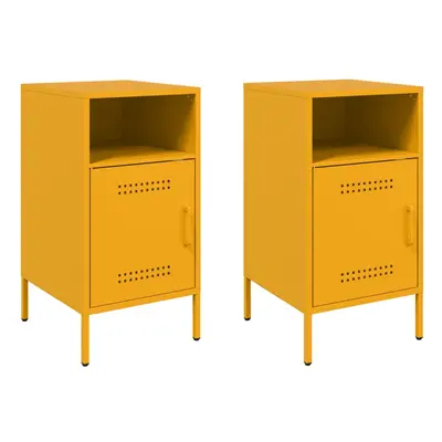 vidaXL Bedside Cabinets Bed Side Table pcs Mustard Yellow Cold-rolled Steel