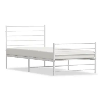 (white, x cm/with headboard & footboard) vidaXL Metal Bed Frame with Headboard Bed Base Mattress