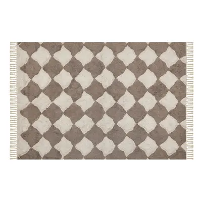 Cotton Area Rug x cm Brown and Beige SINOP