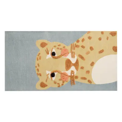 Cotton Kids Rug Leopard Print x cm Yellow and Grey TANGSE