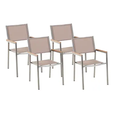 Set of Garden Chairs GROSSETO Stainless Steel Beige