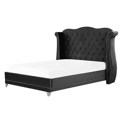 Slatted Bed AYETTE x cm (EU King Size) Velvet Black