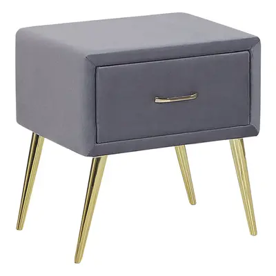 1 Drawer Bedside Table FLAYAT Velvet Grey