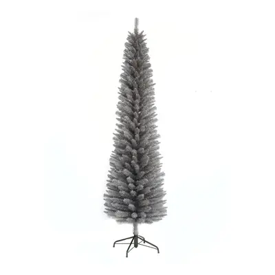 Snowtime 244cm / 8ft Wrapped Pencil Pine Grey Christmas Tree with Tips