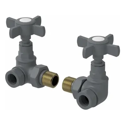 DuraTherm Corner Cross Head Anthracite Radiator Valves - 15mm