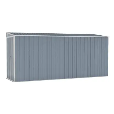 vidaXL Wall-mounted Garden Shed Grey Galvanised Steel Patio Tool Storage Shed