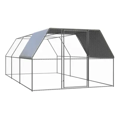 vidaXL Outdoor Chicken Cage Galvanised Steel Patio Chicken Hen House Coop Run