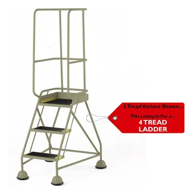 4 Tread Mobile Warehouse Steps & Guardrail BEIGE 2m Portable Safety Stairs