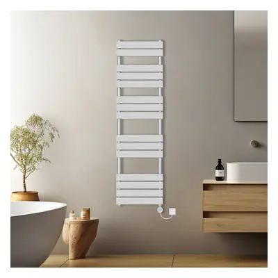 (Chrome, 1600x450mm) Prefilled Electric Flat Panel Heated Towel Rail Radiator Thermostatic WIFI