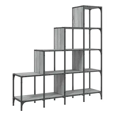 vidaXL Bookcase Bookshelf Side Cabinet Grey Sonoma Engineered Wood and Metal