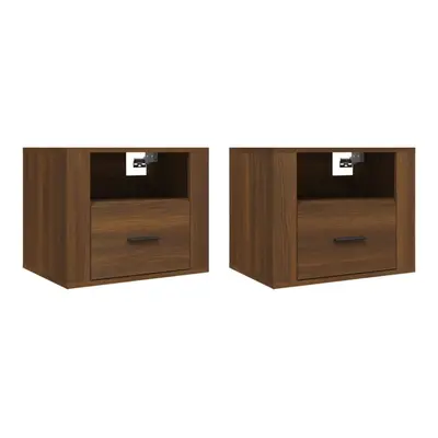 (Brown oak, x Bedside cabinet) vidaXL 1/2x Wall-mounted Bedside Cabinet Floating Bedside Unit Mu