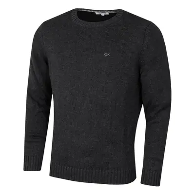 (4XL, Charcoal Marl) Calvin Klein Mens Knit Crew Neck Cotton CK Golf Sweater