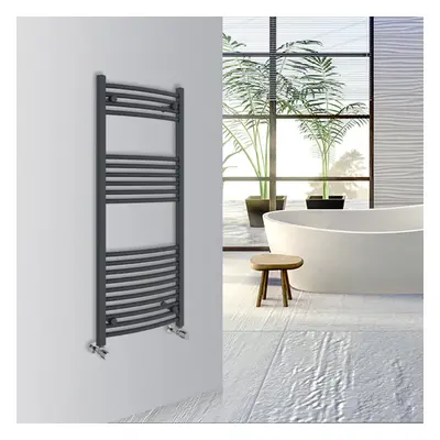 (Anthracite, 1200x500mm) Warmehaus Curved Bathroom Heated Towel Rail Warmer Radiator Central Hea