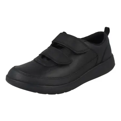 (Black, UK Junior) Boys Clarks Hook & Loop School Shoes Scape Flare Y - G Fit