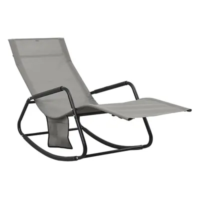 (grey) vidaXL Sun Lounger Outdoor Sunbed Patio Lounge Bed Day Bed Steel and Textilene