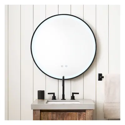 ( 60cm W x 4cm D x 60cm H) Round Metal Framed Dimmable LED Bathroom Wall Mirror