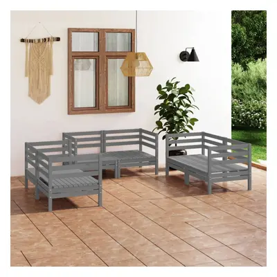 vidaXL Solid Pinewood Garden Lounge Set Piece Grey Outdoor Seating Sofa