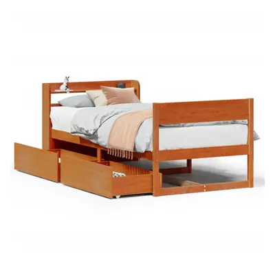 vidaXL Bed Frame without Mattress Bed Wax Brown Small Single Solid Wood Pine