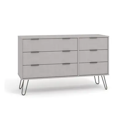 Grey 3+3 Chest of Drawers Bedroom Living Room Storage Furniture Metal Handles