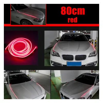 (Red) 2PCS Hood LED Light Strip Grilles Under Spoiler Scanning LED Knight Rider