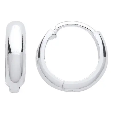 Jewelco London Ladies Sterling Silver Polished Huggie Hoop Earrings 13mm - ER112