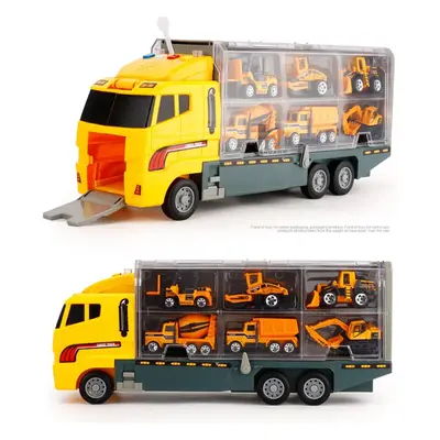 (Yellow, 6pcs) 6/12 PCS In Diecast Model Construction Truck Vehicle Car Toy Set Play Vehicles in