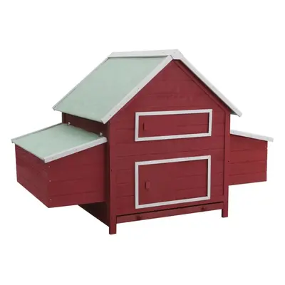 vidaXL Chicken Coop Red Wood Hen House Small Animal Habitat Cage Pet Carrier