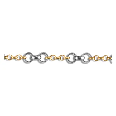 Jewelco London Ladies 9ct Yellow and White Gold Belcher 4mm & 7mm Gauge Bracelet - JBB326