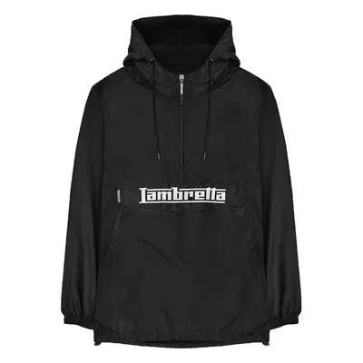 (S, Black) Lambretta Mens Over The Head Fleece Lined Hooded Half Zip Rain Jacket Coat