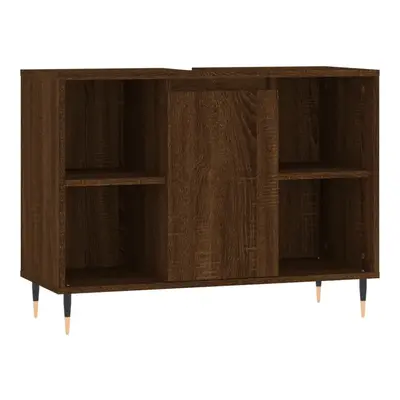 (brown oak) vidaXL Bathroom Cabinet Vanity Unit Highboard Cupboard White Engineered Wood