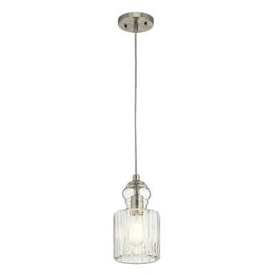 1 Bulb Ceiling Pendant Light Fitting Brushed Nickel LED E27 60W Bulb