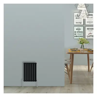 (Horizontal 600x408mm - Double) NRG Black Flat Panel Designer Radiator Single Double Column Bath