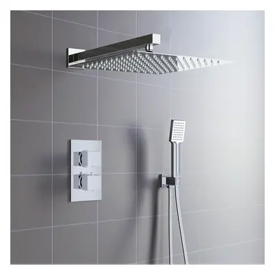 AICA Thermostatic Shower Mixer Conceal Silver Chrome Square Set