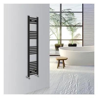 (Black, 1400x300mm) Warmehaus Curved Bathroom Heated Towel Rail Warmer Radiator Central Heating