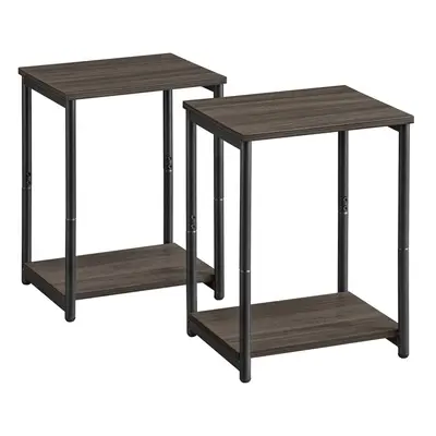 VASAGLE Set of Side Tables, 2-Tier Sofa Side Tables, Bedside Tables with Steel Frames, for Livin