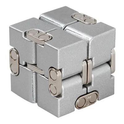 (Silver) Premium Aluminium Alloy Infinity Cube Deformation Magical Cube Fidget Toys EDC Stress R