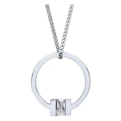 Jewelco London Ladies Rhodium Plated Sterling Silver Radiant CZ Circular Square T Bar Lavalier N