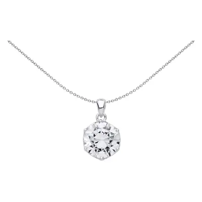 Jewelco London Ladies Rhodium Plated Sterling Silver CZ Claw Solitaire Pendant Necklace 4ct - GV