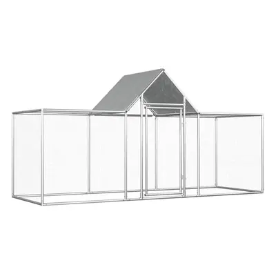 vidaXL Chicken Coop 3x1x1.5m Galvanised Steel Hen House Poultry Hutch Run Nest