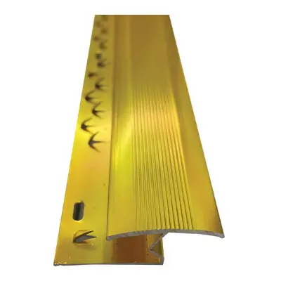 (Gold, 9ft) Metal Plate Threshold Strip Carpet to Flooring Transition Z Edge Profile