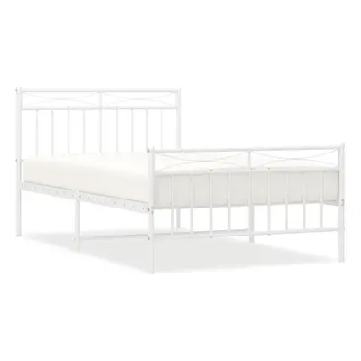 (white, 107x203 cm/with headboard & footboard) vidaXL Metal Bed Frame Home Bedroom Bed Base Matt