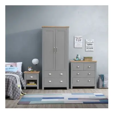 Lisbon Piece Set Wardrobe Drawer Chest Drawer Bedside Table Grey