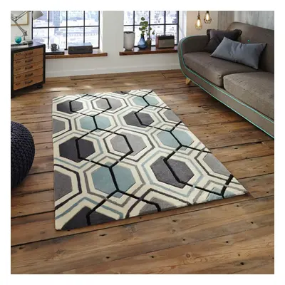 (120x170cm) Hong Kong HK Modern Pattern Rugs in Grey Blue Geometric Soft Acrylic Mats