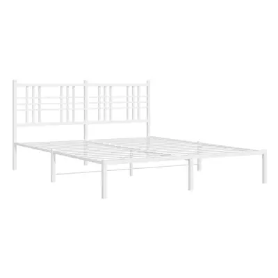 (white, 160x200 cm/with headboard) vidaXL Metal Bed Frame with Headboard Home Bed Base Bedstead 