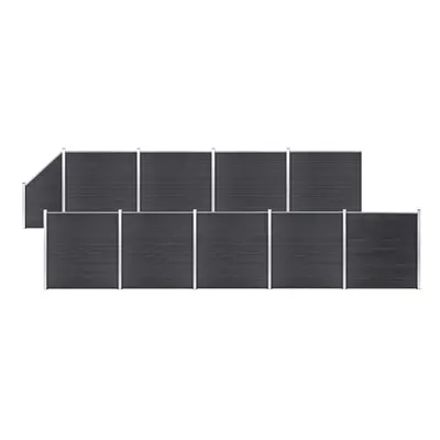 vidaXL WPC Fence Set Square+1 Slanted 1657x186cm Grey Barrier Panel Screen