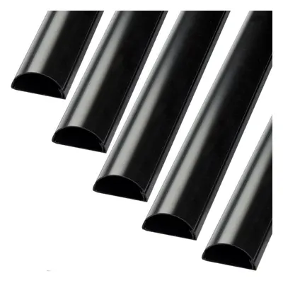 5x 1m (5m) 50x25mm Black Scart Cable Trunking Conduit Cover AV TV Data Wall