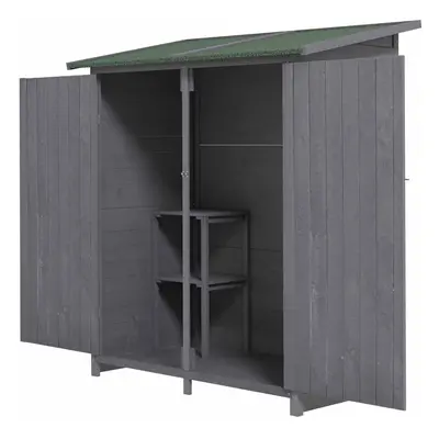 Outsunny Garden Storage Shed Tool Organizer w/ Table, 139x75x160cm, Grey