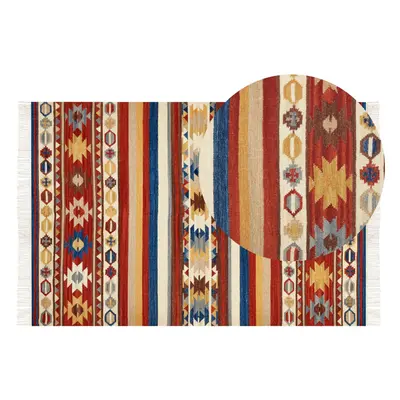 Wool Kilim Area Rug x cm Multicolour JRARAT