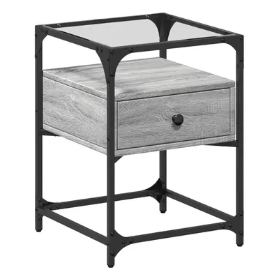 (grey sonoma, pcs) vidaXL Bedside Cabinets Nightstand Bed Cabinet pcs Black Engineered Wood