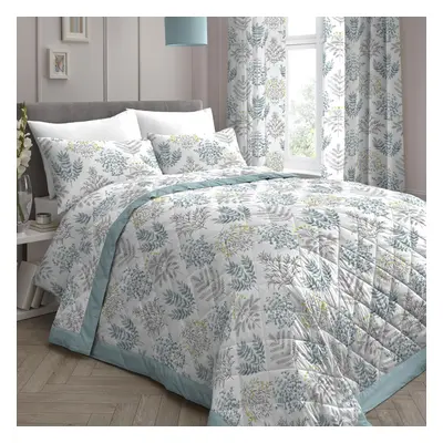 (Duck Egg) Dreams & Drapes Emily Botanical Quilted Bedspread